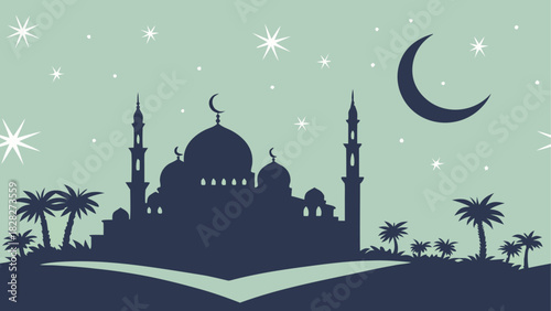 Silhouette of mosque against starry night sky