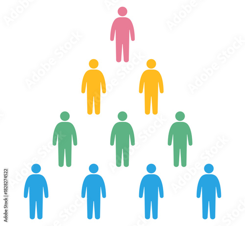 ヒエラルキーを表す人型のシルエットイラスト