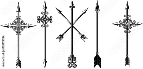 Ornate Arrows Clip Art Decorative Vintage Arrow Designs for Crafts and Decor