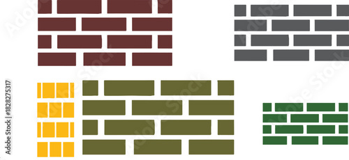The image showcases four distinct brick wall patterns, each with its own unique color scheme and design, set against a clean white background for contrast.
