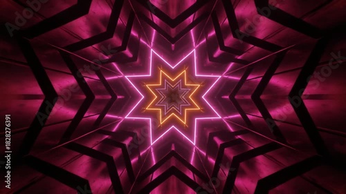 Atmospheric video of a glowing orange-pink neon light spreading outward