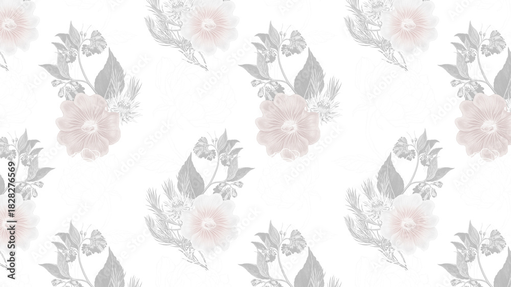 Obraz premium Hand drawn desaturate flower patterned background design element