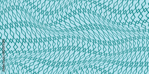 simple teal outline rhombus wave pattern for banner poster background.
