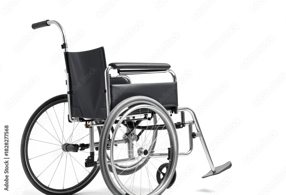 Fototapeta premium Medical wheelchair isolated on white background, white background, chrome
