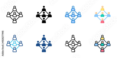 Network Building icon set multiple style vector collection 
