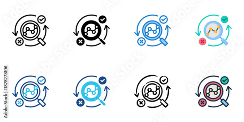 Decision Analysis icon set multiple style vector collection 
