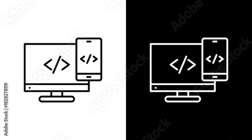 Code Collaboration White Icon Set Design