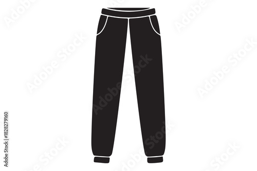 Black athletic sweatpants with drawstring waist and cuffed ankles isolated on white background