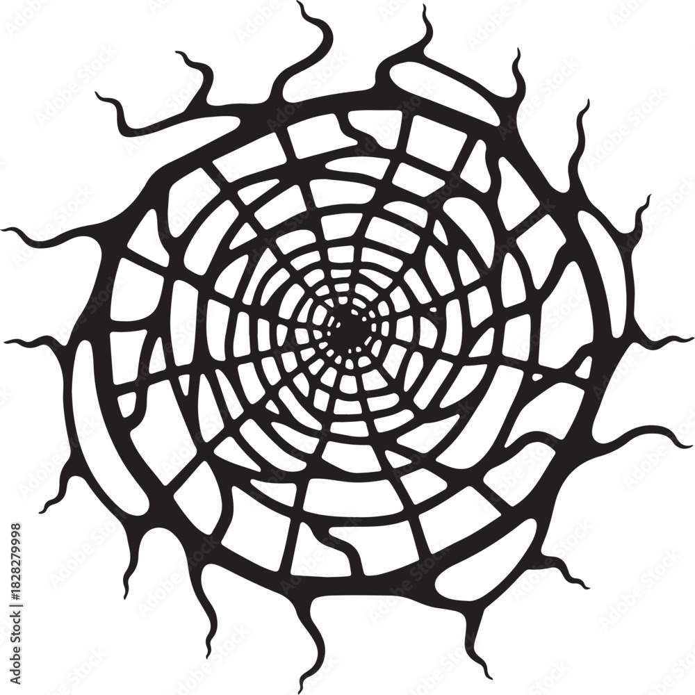 Fototapeta premium Black abstract spiderweb graphic design white