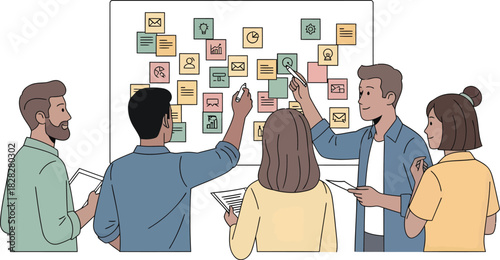 Team Brainstorming Ideas on a Whiteboard