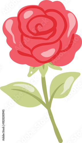Pastel Rose Stem Graphic