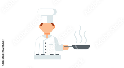 Professional chef cooking delicious meal in frying pan, perfect for restaurant menus, food blogs, and culinary websites needing appealing visuals