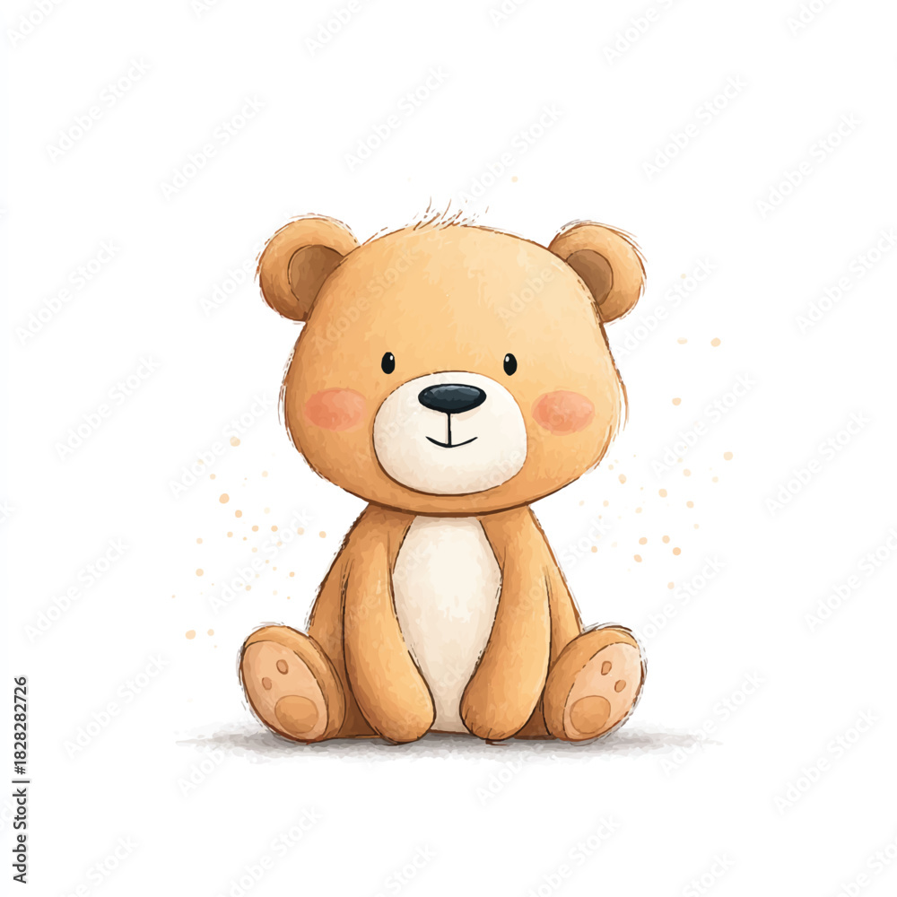 Fototapeta premium Cute Watercolor Teddy Bear Illustration for Kids