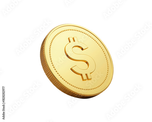 Golden Dollar Coin on Black Background