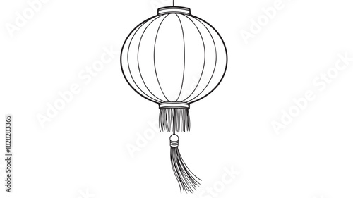 Hand drawn flower in a vase illustration with a yellow hot air balloon decoration flying in the sky