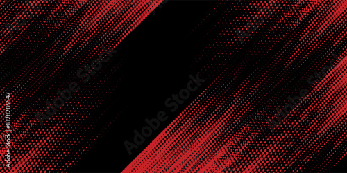 Abstract halftone black and red grunge on dark background.