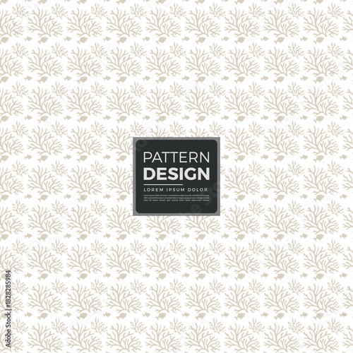 Seamless marine coral and fish pattern in neutral beige vector background.