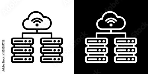 Server Farm Icon Of Flat Black And White Style 