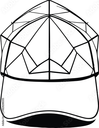 Minimal front view of a Mathar Tupi formed using geometric outlines, creating a clean architectural-inspired cap design 3