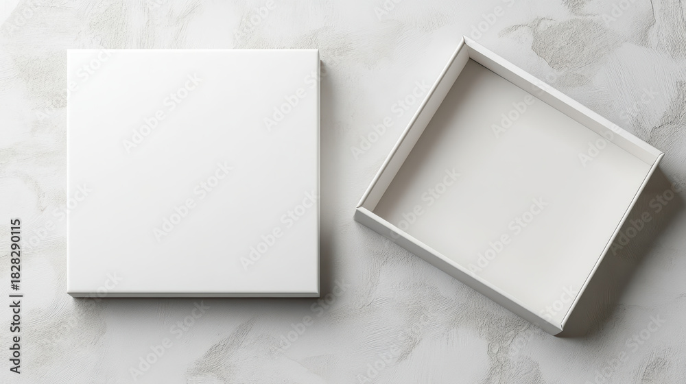 Fototapeta premium White rectangular box with sliding tray mock up smooth minimal gift box scene