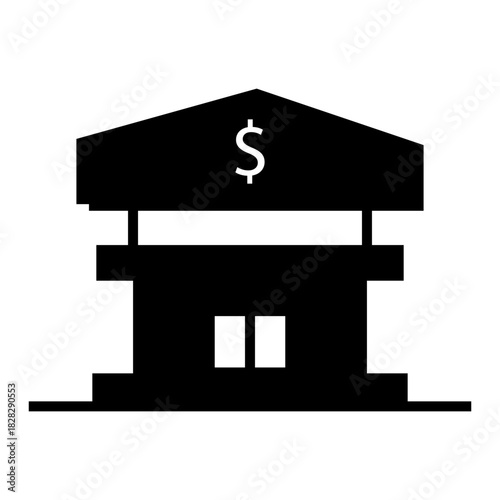 bank building glyph icon vector illustration