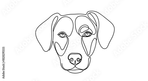 Continuous Line Art of a Dog Portrait capturing canine essence with fluidity