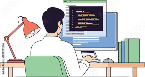 Software Developer Focused on Computer Screen