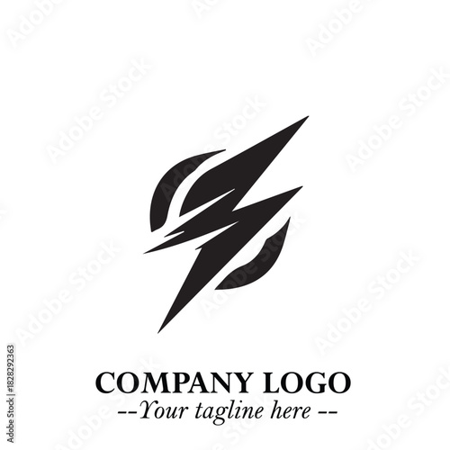 Sleek Electrical Logo Symbol on a Clean White Background for Modern Branding Design Elements Art