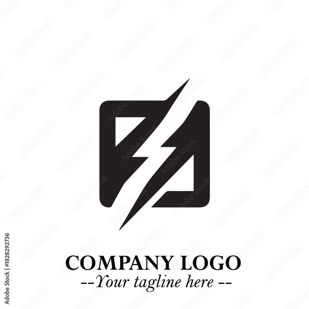 Fototapeta premium Sleek Electrical Logo Symbol on a Clean White Background for Modern Branding Design Elements Art