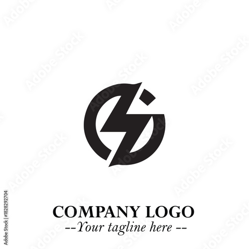Sleek Electrical Logo Symbol on a Clean White Background for Modern Branding Design Elements Art