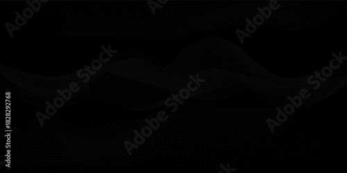 Dark black background with a subtle halftone pattern. The black background has a sleek, textured style, enhancing depth and elegance. Minimal black abstract vector background, dark halftone wallpaper