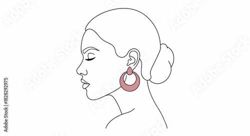 Elegance in Simplicity: A Minimalist Portrait of Femininity with Round Earring Detail