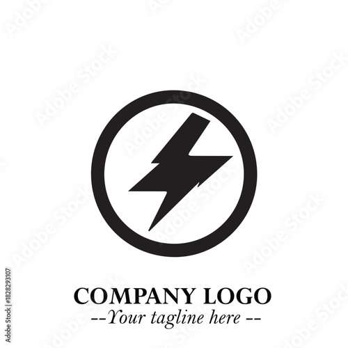 Sleek Electrical Logo Symbol on a Clean White Background for Modern Branding Design Elements Art