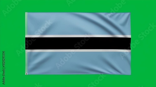 Botswana flag waving proudly in the breeze symbolizing national pride and patriotism with vibrant colors against a green backdrop
