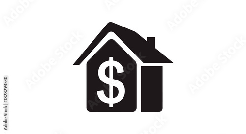 House with dollar sign icon representing real estate investment silhouette