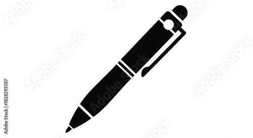 Black and white ballpoint pen office supply silhouette