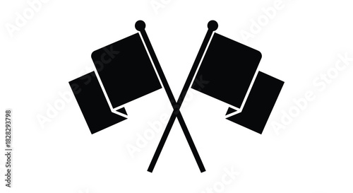 Crossed flags icon symbolizing victory or checkpoint black and white silhouette