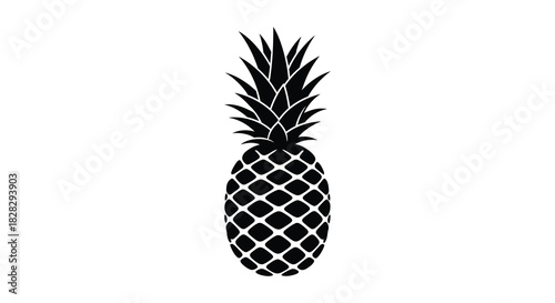Pineapple tropical fruit black and white graphic design silhouette