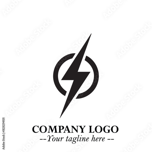 Sleek Electrical Logo Symbol on a Clean White Background for Modern Branding Design Elements Art