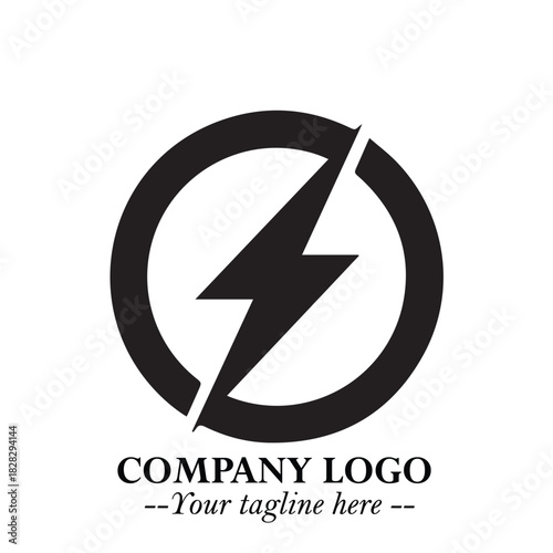 Sleek Electrical Logo Symbol on a Clean White Background for Modern Branding Design Elements Art