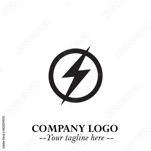 Sleek Electrical Logo Symbol on a Clean White Background for Modern Branding Design Elements Art