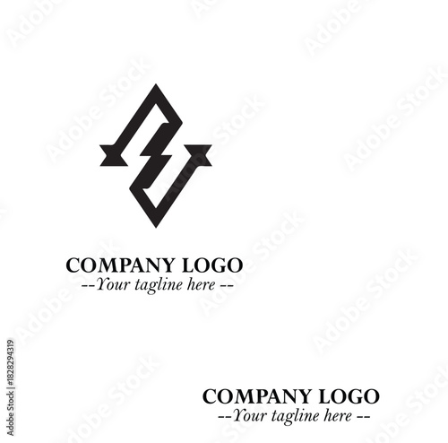 Sleek Electrical Logo Symbol on a Clean White Background for Modern Branding Design Elements Art