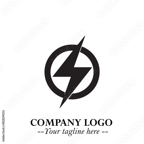 Sleek Electrical Logo Symbol on a Clean White Background for Modern Branding Design Elements Art