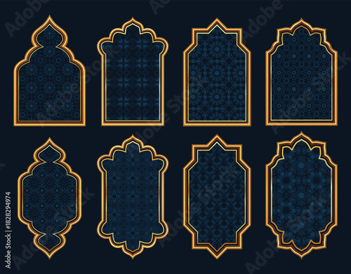 Collection Of Luxury Arabian Geometric Templates Navy Color