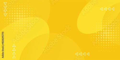 Circle fluid yellow gradient shapes composition with halftone effect. For presentation design. Simple shapes. Vermilion base for website, print, briochure, poster,