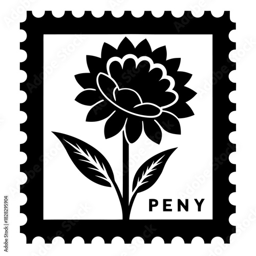penny black flower on white background