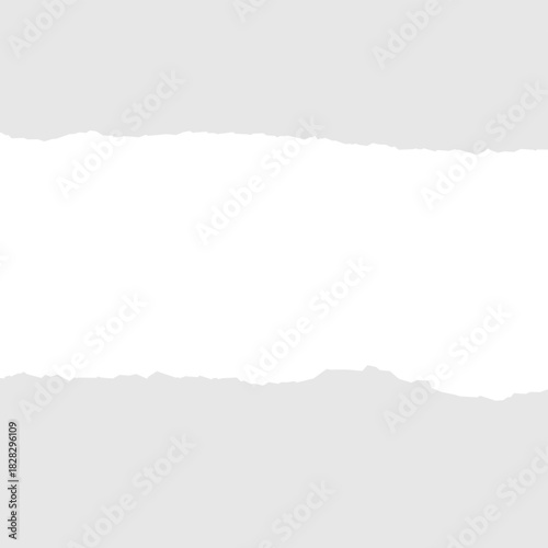 Horizontal Torn Paper Edge Vector. Ripped Paper Edge Strip. Ripped Paper Strip with Soft Shadow on Transparent Background. Perfect or easy layering in posters, banners, ads, website layouts