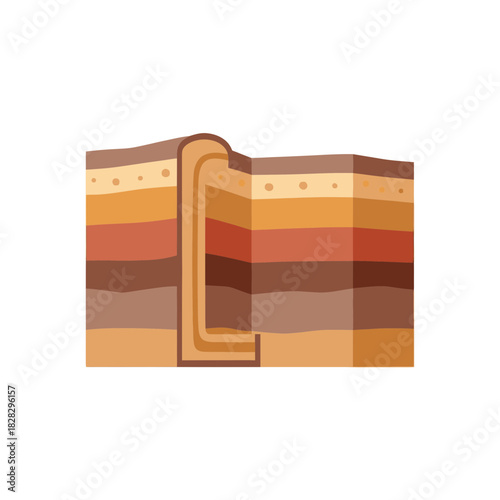 Geological cross-section showing soil layers and a pipe.
