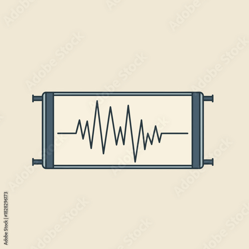 Seismograph recording seismic waves on a paper scroll.