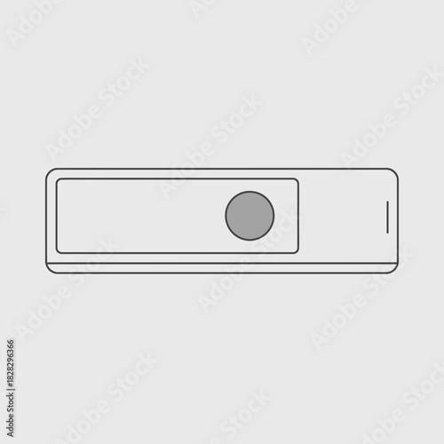 A simplified illustration of a portable electronic device with a screen and button.